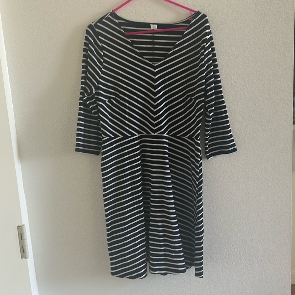 Striped Preppy Retro Black and White A Line Dress Old Navy Large